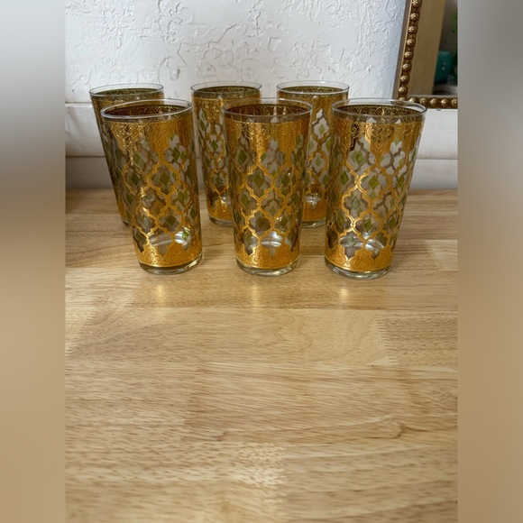 Culver Valencia Pattern Highball Glasses Vintage Barware 22K Gold 6 Glasses - Picture 2 of 16